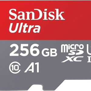 SanDisk 256GB Ultra microSDXC UHS-I Memory Card with Adapter - 120MB/s, C10, U1, Full HD, A1, Micro SD Card - SDSQUA4-25